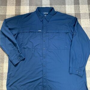 Game Guard Men’s Outdoor Vented Shirt 4XL Button Up Long Sleeve In Blue